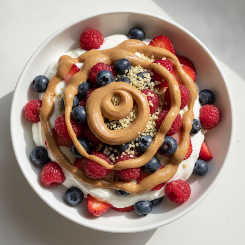 Creamy Greek Yogurt Parfait with Mixed Berries and Almond Butter