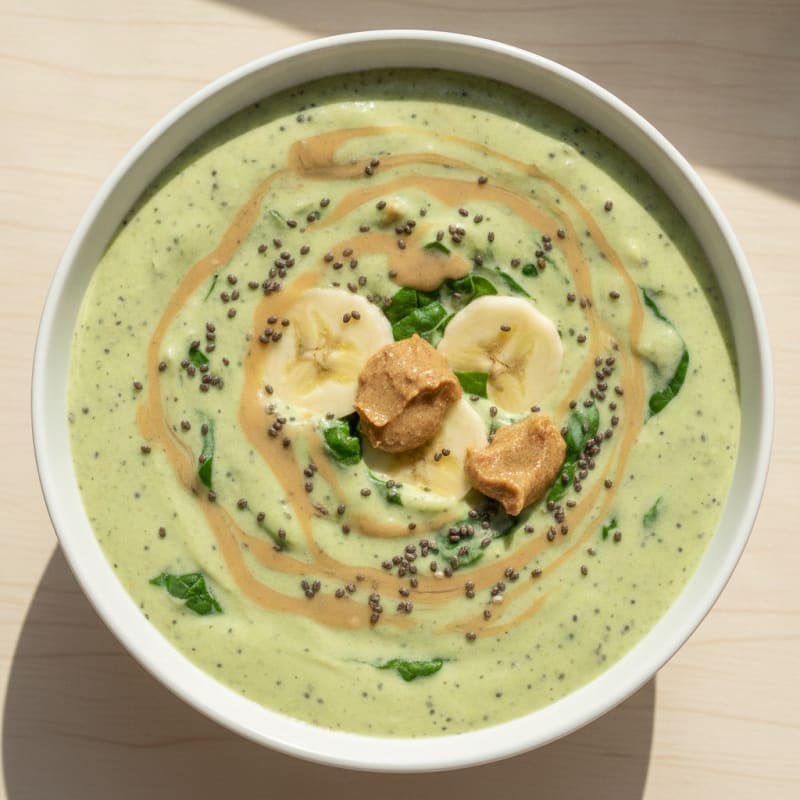 Silky Tofu Protein Smoothie with Chia and Spinach