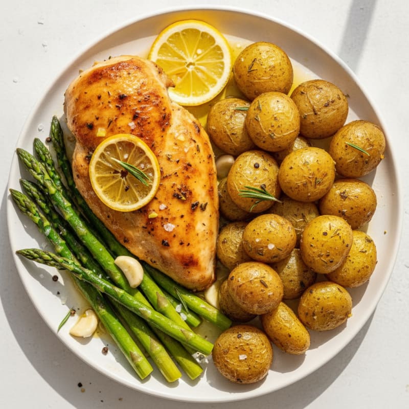 Lemon Herb Roasted Chicken and Asparagus