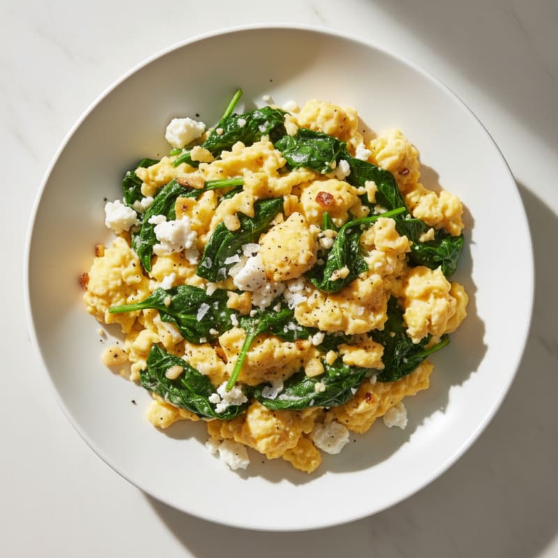 Creamy Spinach and Feta Scrambled Eggs