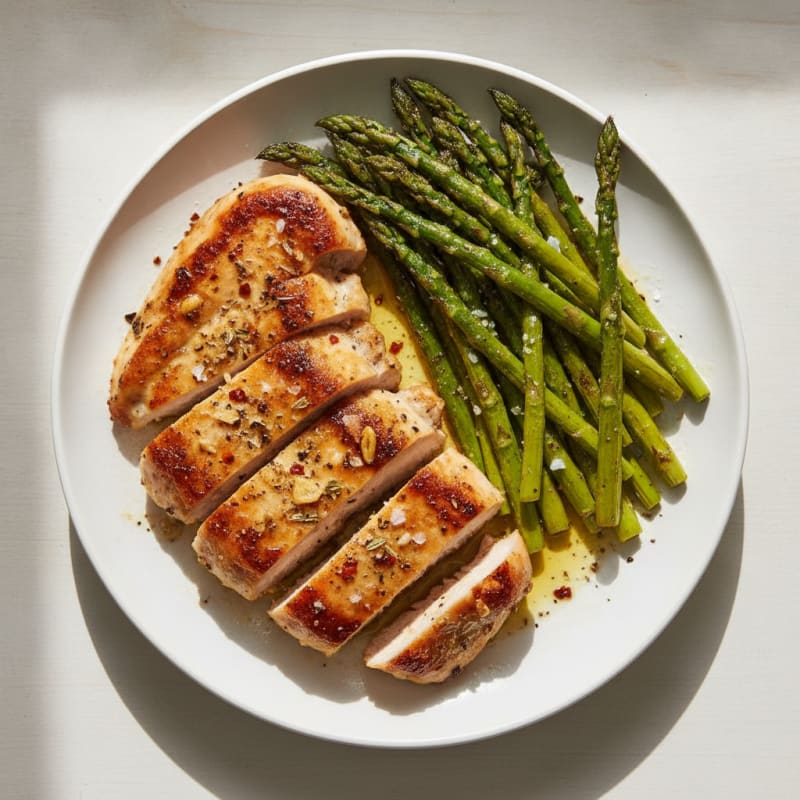 Pan-Seared Chicken with Roasted Asparagus