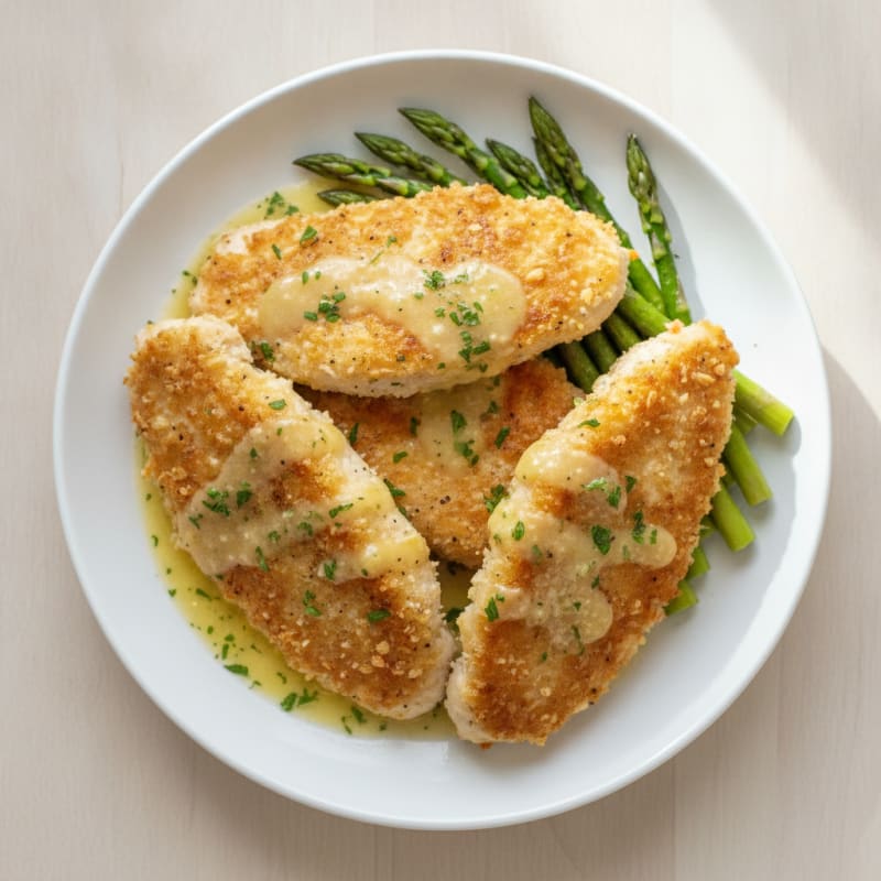 Parmesan Chicken Cutlets with Lemon-Herb Sauce