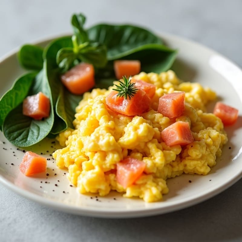Creamy Scrambled Eggs with Smoked Salmon and Spinach