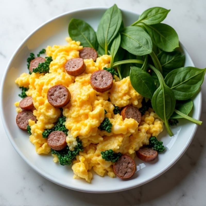 Egg White and Turkey Sausage Scramble with Spinach
