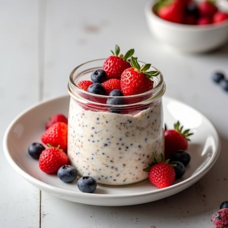 Creamy Protein Overnight Oats with Fresh Berries