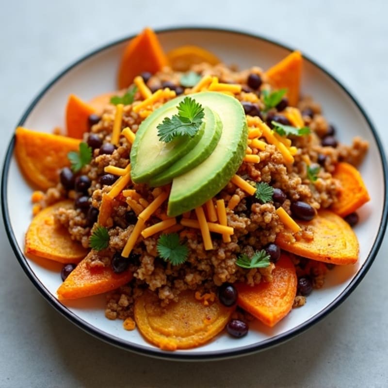 Sheet Pan Turkey Taco-Loaded Sweet Potato Nachos