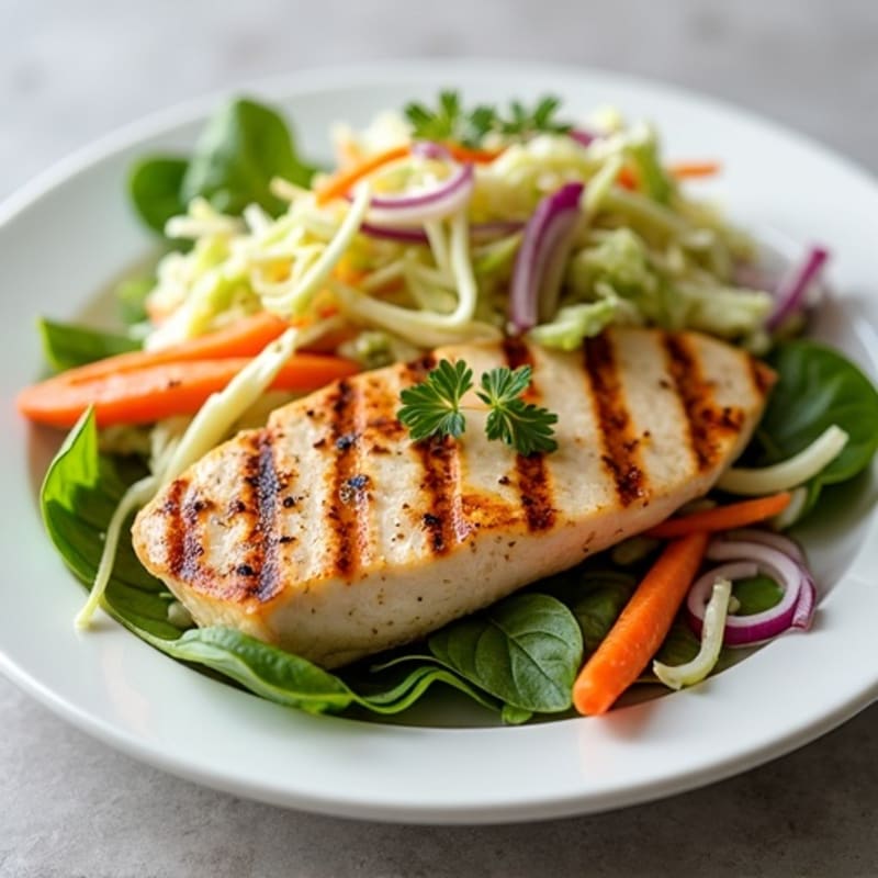 Grilled Chicken Breast with Crunchy Cabbage Slaw