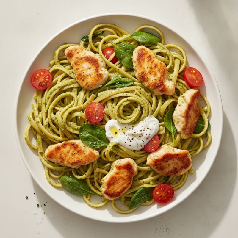 Creamy Pesto Chicken Linguine