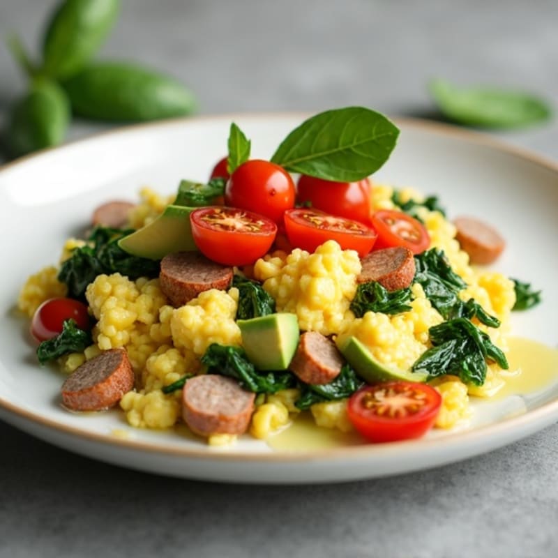 Egg White Scramble with Spinach and Turkey Sausage