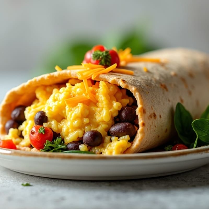 Hearty Scrambled Egg and Black Bean Breakfast Burrito