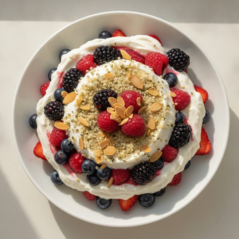 Greek Yogurt Protein Parfait with Mixed Berries