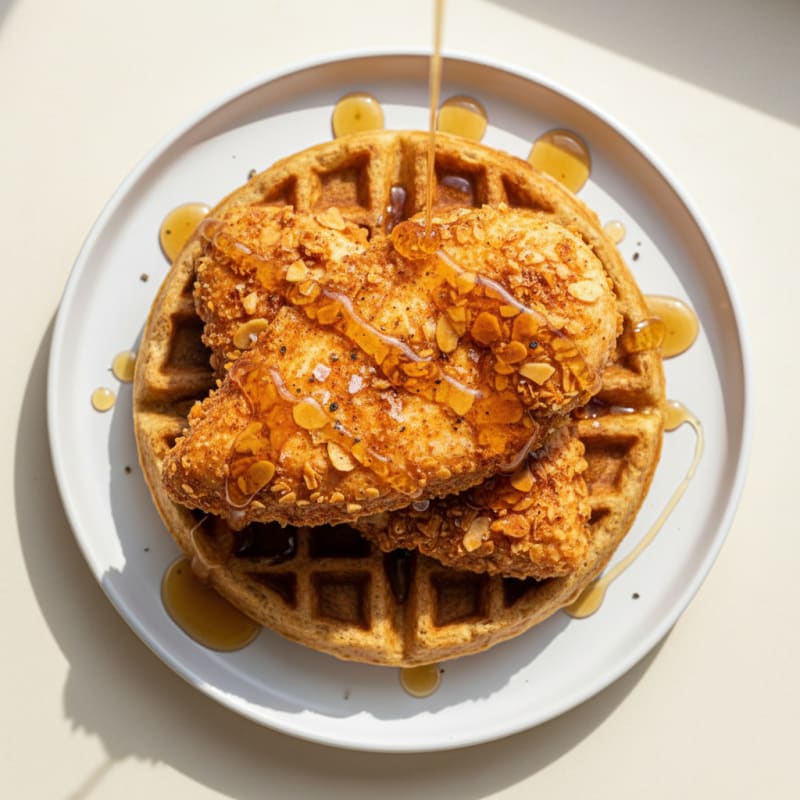 Golden Crispy Chicken and Waffles