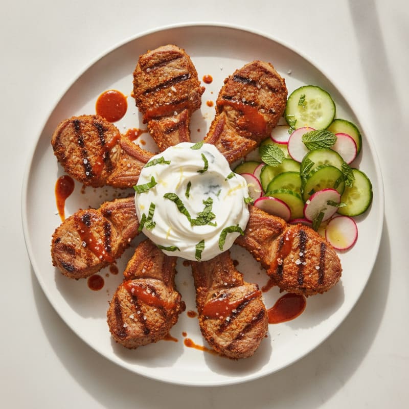 Harissa Lamb Chops with Mint Yogurt