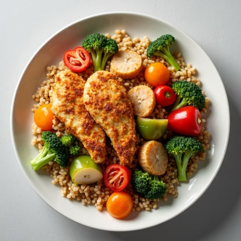 Crispy Chicken and Vegetable Brown Rice Stir-Fry