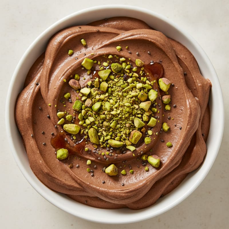 Protein Chocolate Mousse with Crushed Pistachios