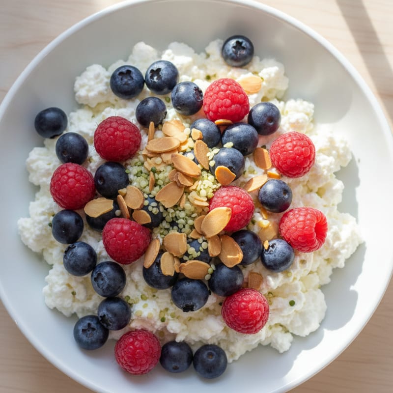 Cottage Cheese and Berry Protein Bowl with Almonds