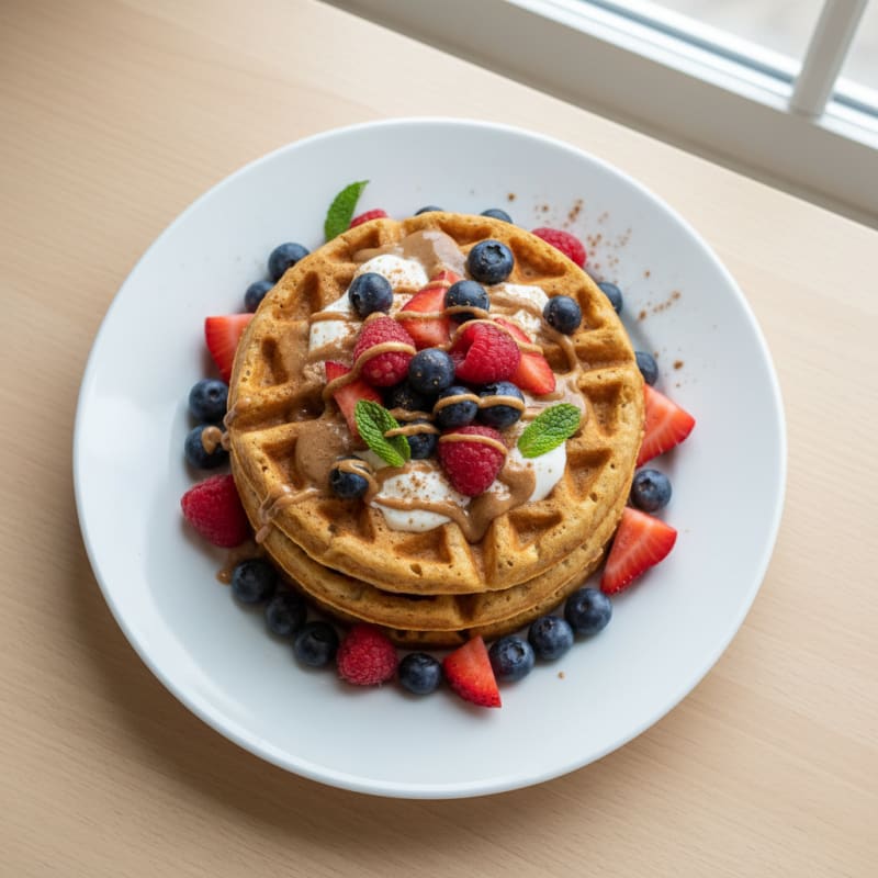 Protein-Packed Berry Almond Waffles