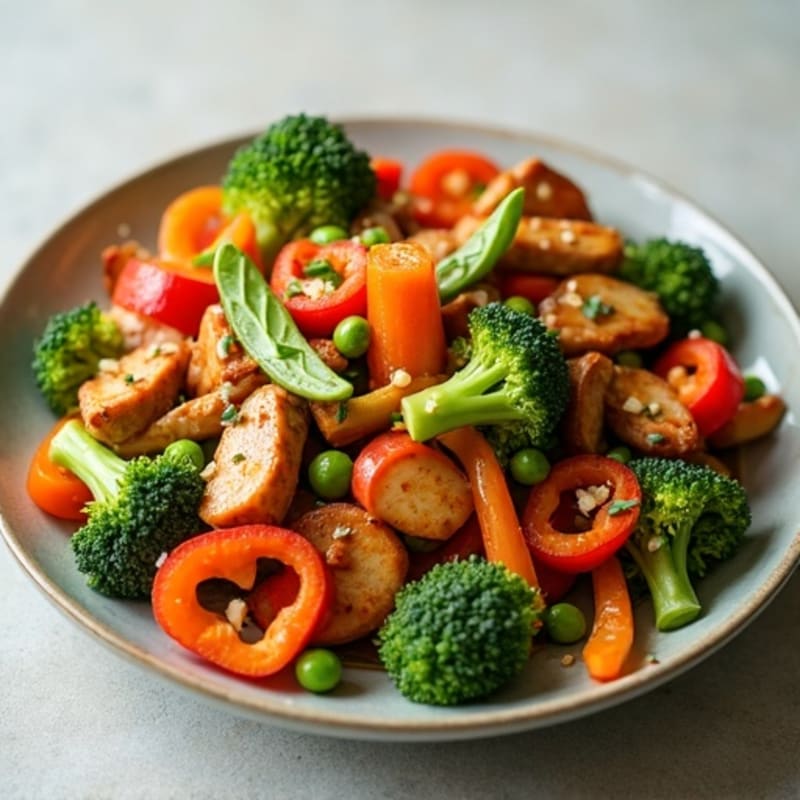 Garlic Ginger Chicken and Crunchy Vegetable Stir Fry