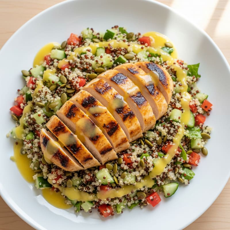 Grilled Chicken Breast with Crunchy Quinoa Salad