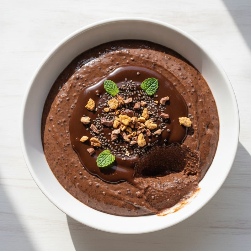 Silky Chocolate Protein Pudding with Chia Seeds