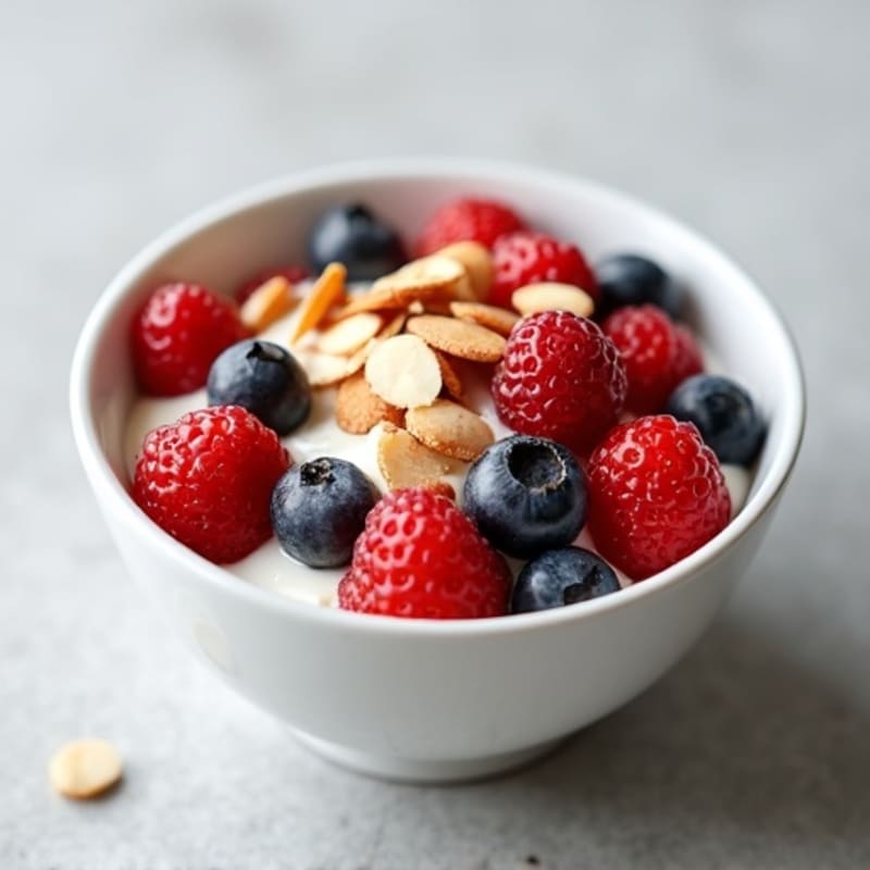 Creamy Greek Yogurt with Fresh Berries and Crunchy Almonds