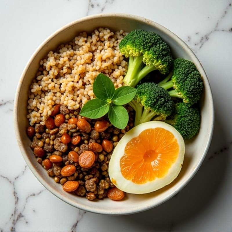 Crispy Lentil and Quinoa Bowl with Roasted Broccoli