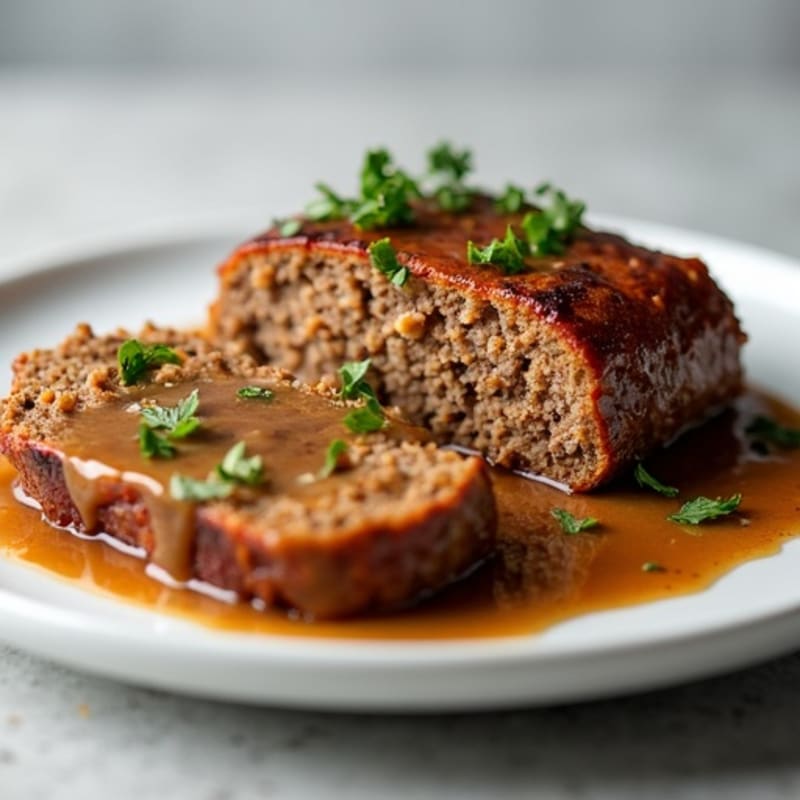 Lean Beef Meatloaf with Savory Mushroom Gravy