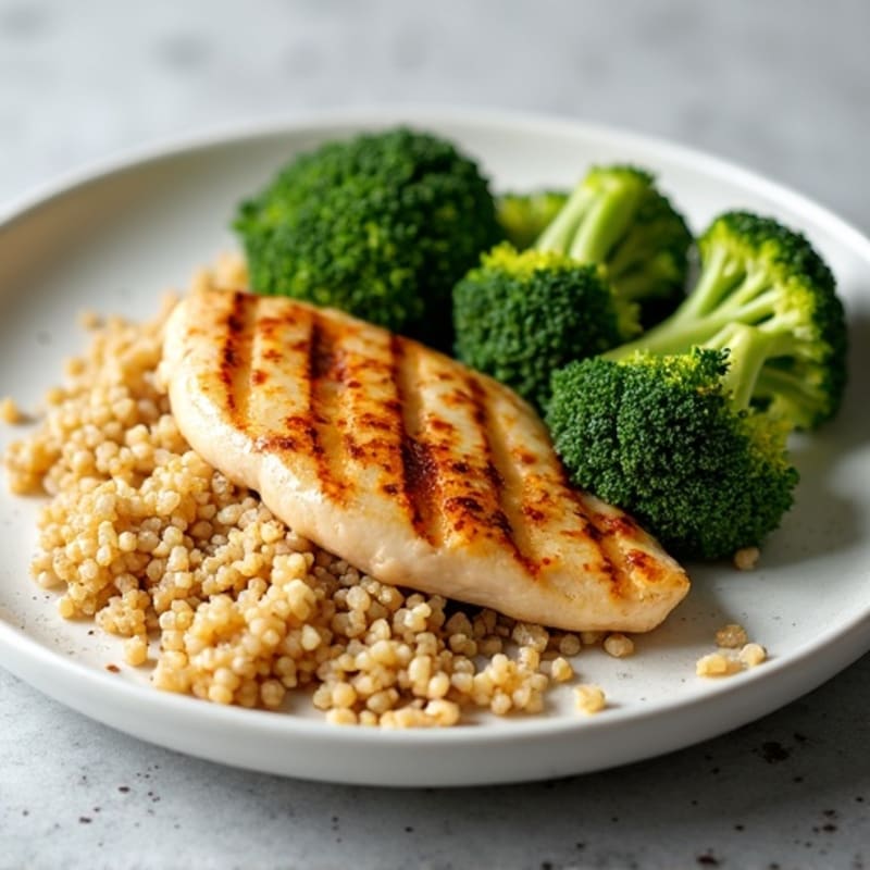 Grilled Chicken Breast with Roasted Broccoli and Quinoa