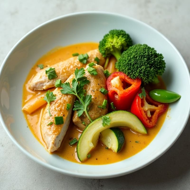 Creamy Thai Green Curry Chicken with Crisp Vegetables