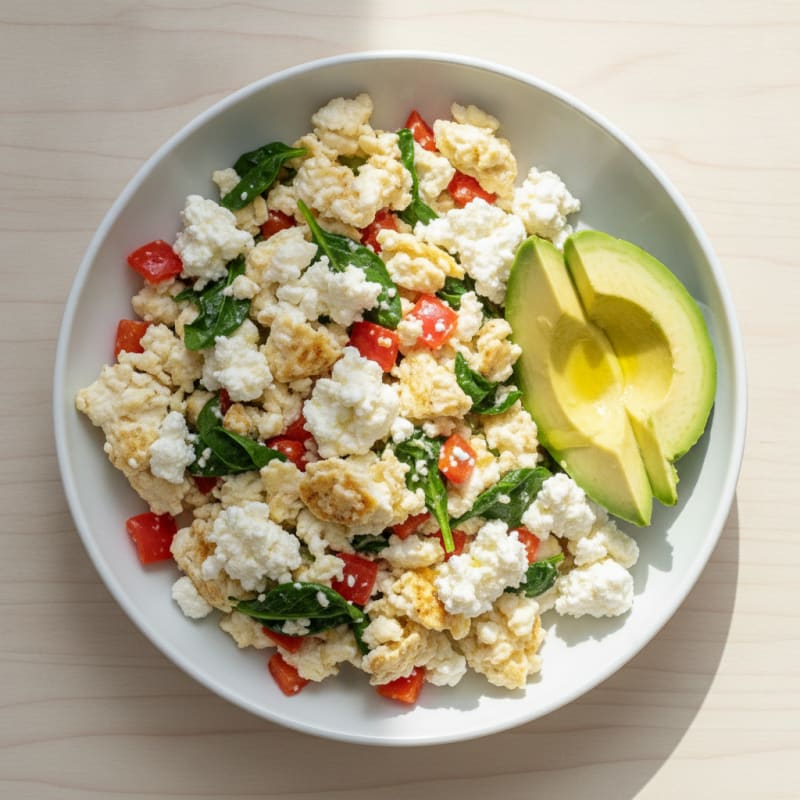 Egg White Veggie Scramble with Cottage Cheese