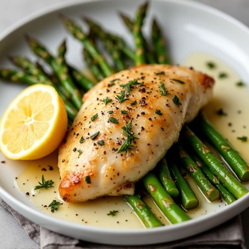 Sheet Pan Lemon Herb Roasted Chicken with Crispy Asparagus
