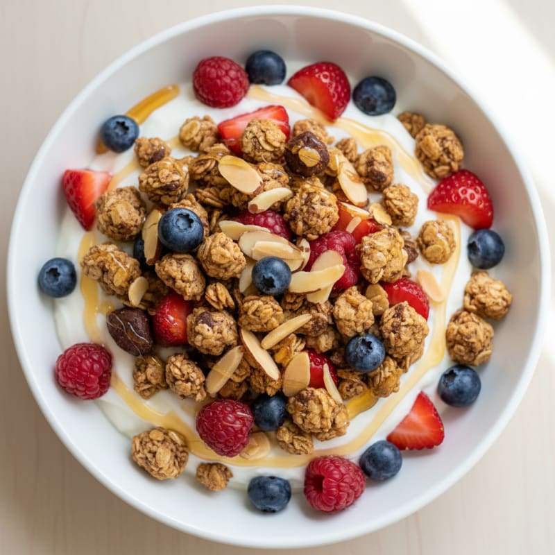 Greek Yogurt with Mixed Berries and Protein Granola