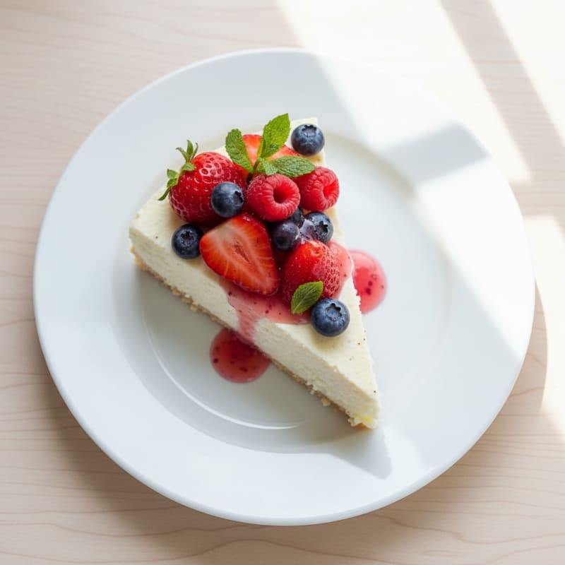 Vanilla Protein Cheesecake with Fresh Berries