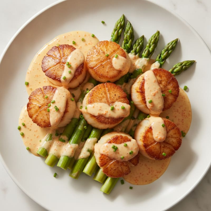 Pan-Seared Scallops with Roe Sauce