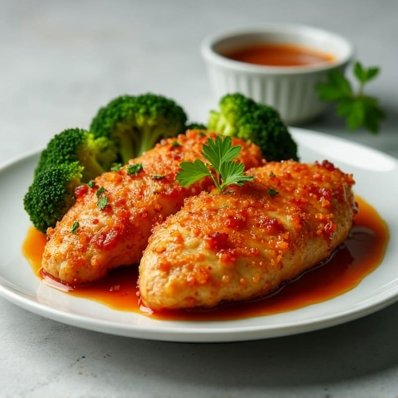 Crispy Baked Sweet and Sour Chicken with Roasted Broccoli