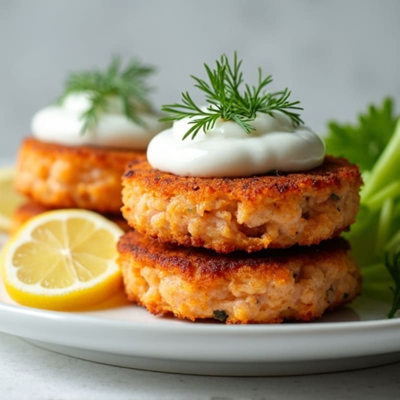 Crispy Canned Salmon Cakes with Lemon Dill Sauce