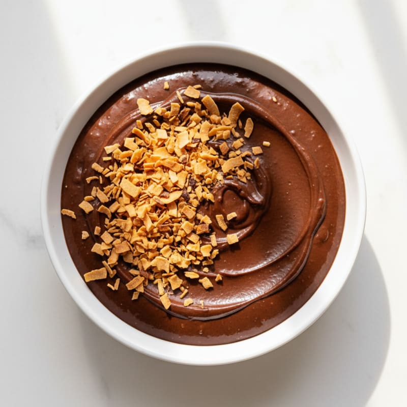 Silky Chocolate Protein Pudding with Toasted Coconut