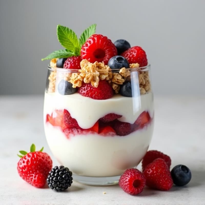 Greek Yogurt Protein Parfait with Mixed Berries