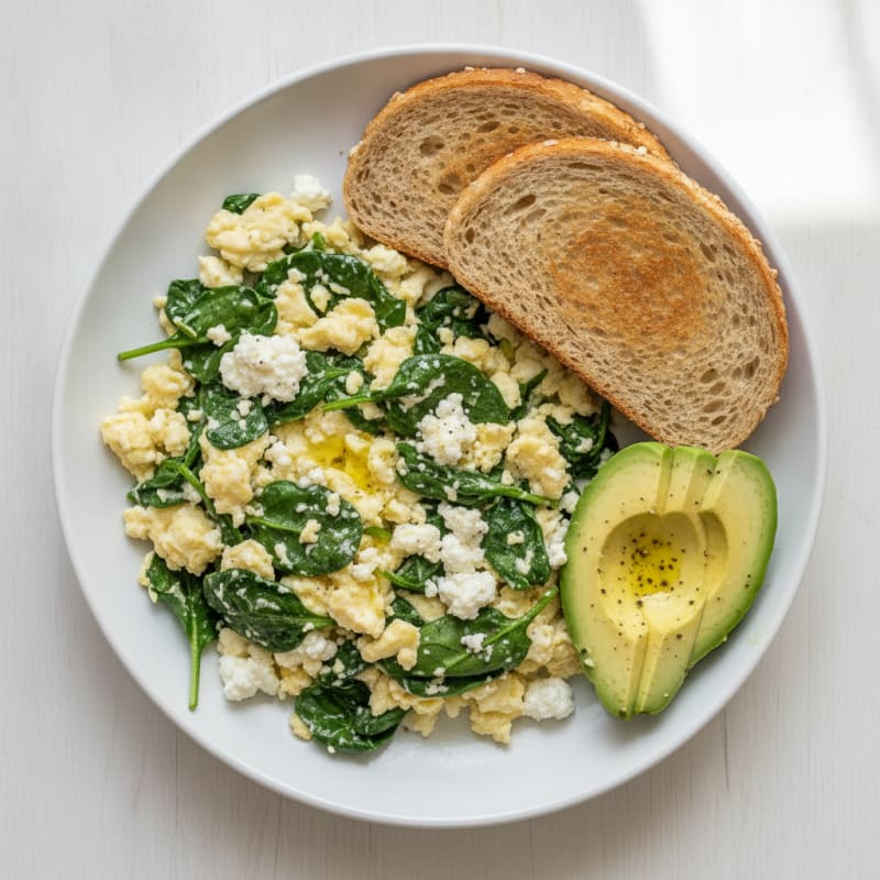 Egg White and Spinach Scramble with Cottage Cheese
