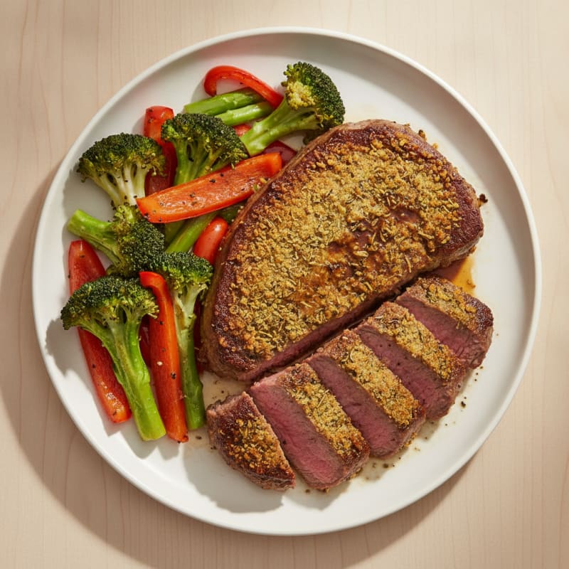 Herb-Crusted Steak with Roasted Vegetables
