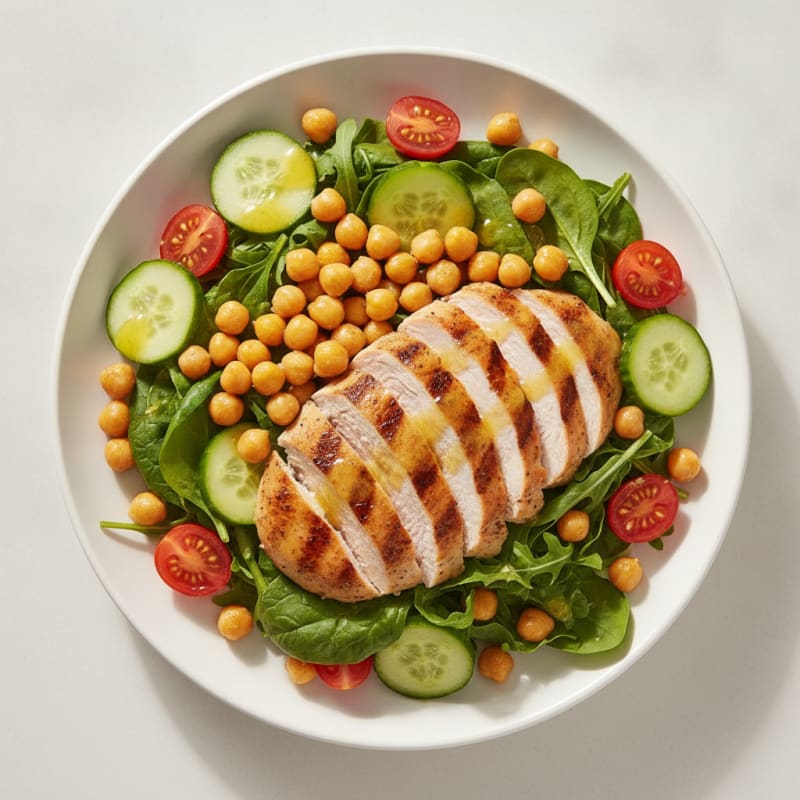 Grilled Turkey Breast Salad with Chickpeas and Lemon Vinaigrette
