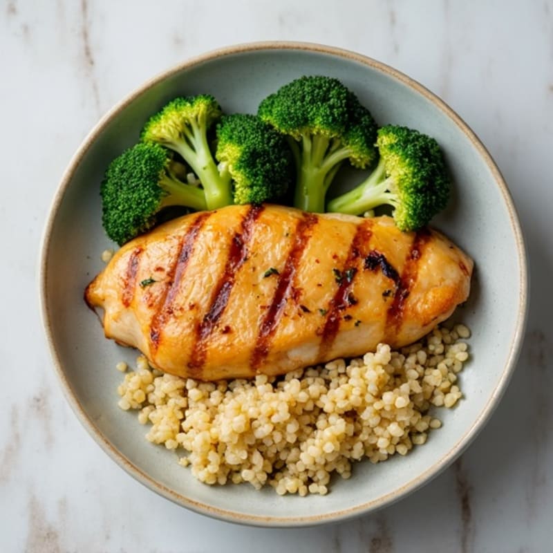 Grilled Chicken Breast with Roasted Broccoli and Quinoa
