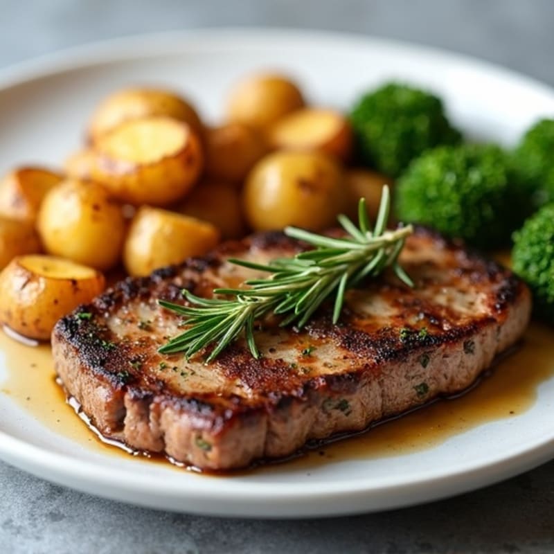 Herb-Garlic Butter Seared Steak with Crispy Rosemary Potatoes