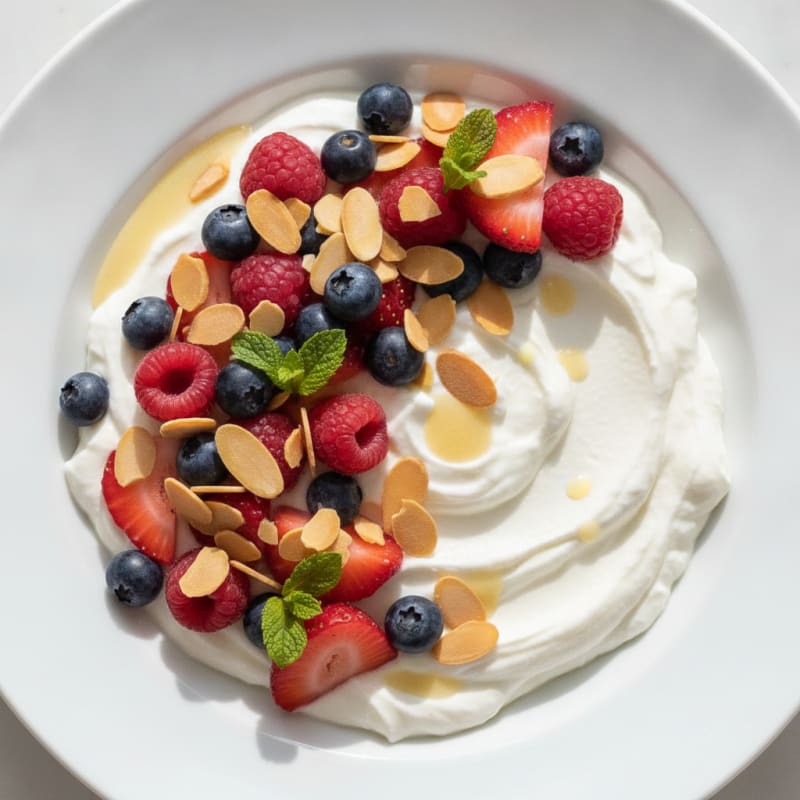 Creamy Greek Yogurt Protein Mousse with Mixed Berries