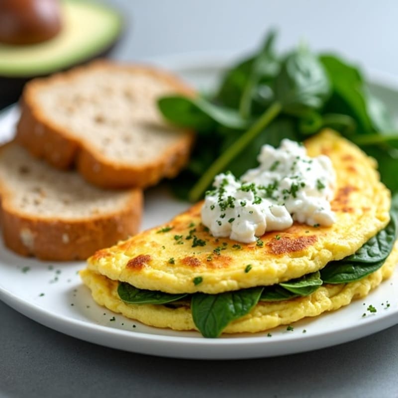 Egg White Spinach Omelet with Cottage Cheese