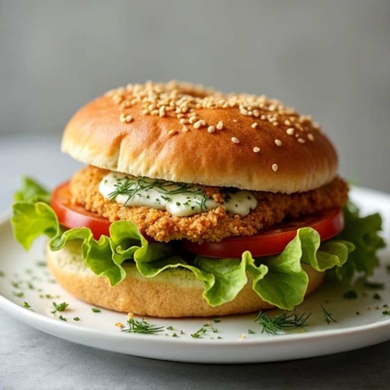 Crispy Baked Chicken Sandwich with Herb Aioli
