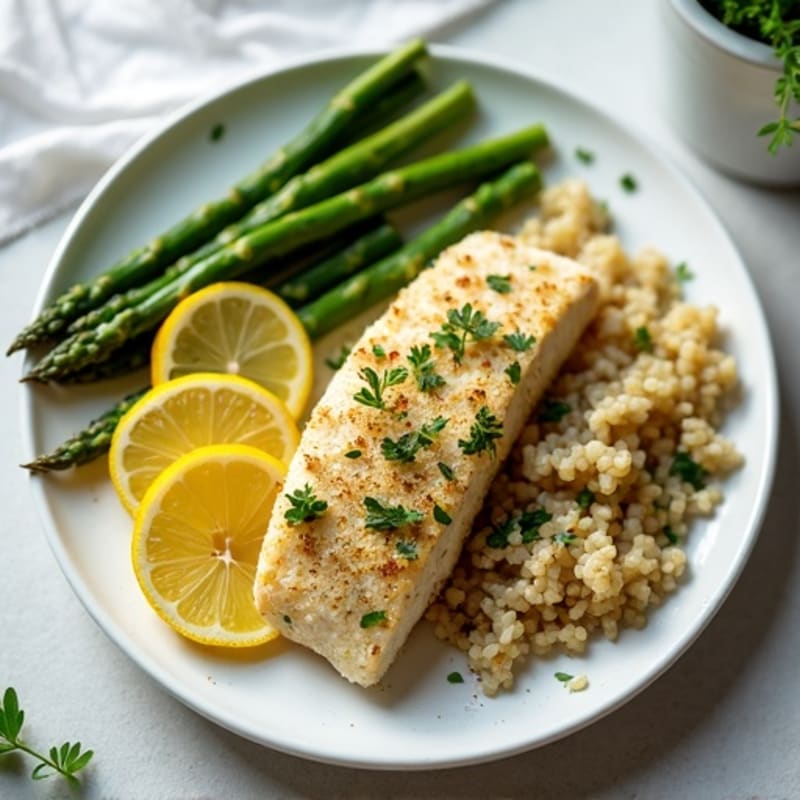 Herb-Crusted Baked Cod with Lemon Asparagus