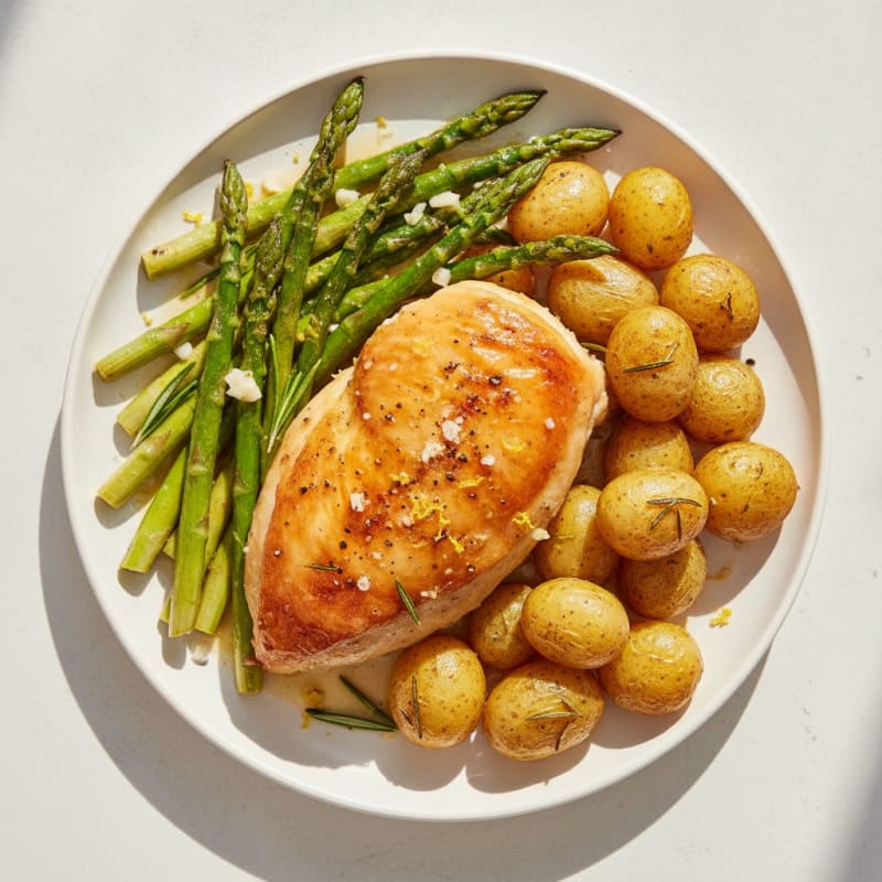 Lemon Herb Roasted Chicken with Asparagus