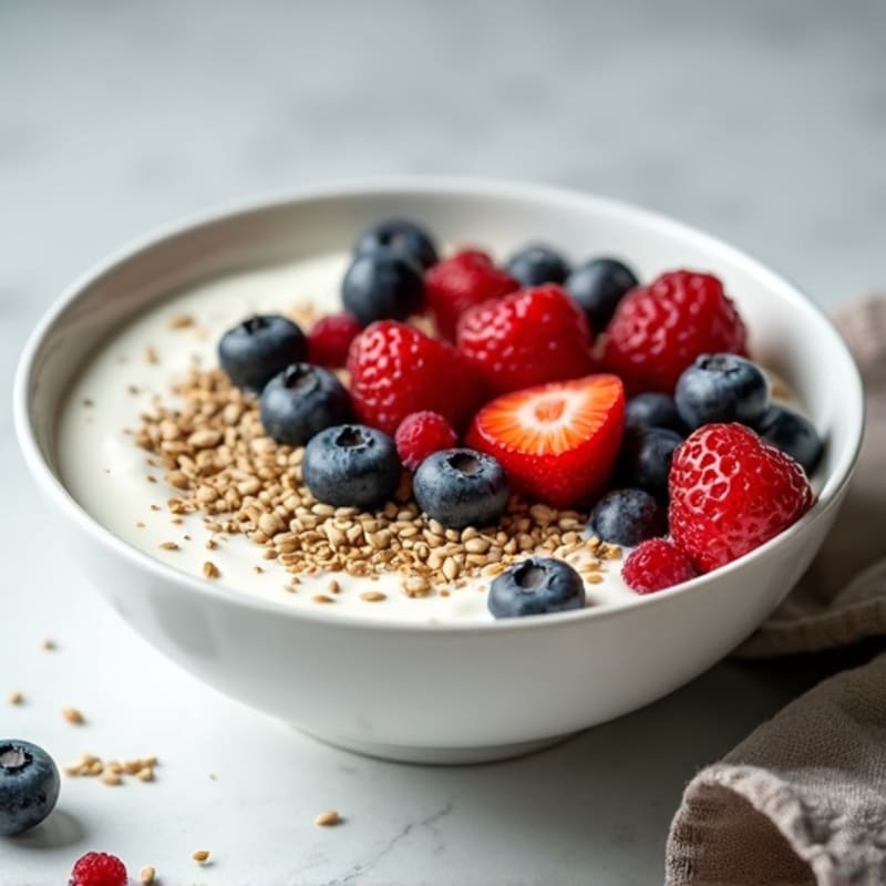 Silky Greek Yogurt Bowl with Hemp Seeds and Mixed Berries