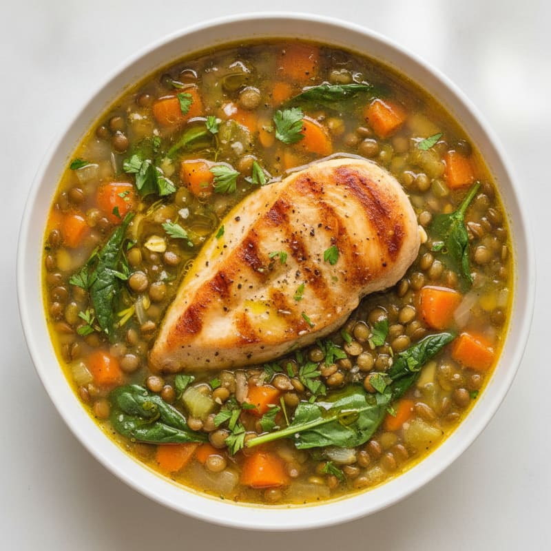 Lemon Herb Chicken and Lentil Soup